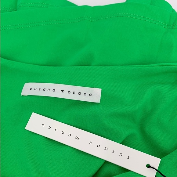 Susana Monaco double layer scoop neck tank shirt top Zing Green a-line new XS - Picture 4 of 5